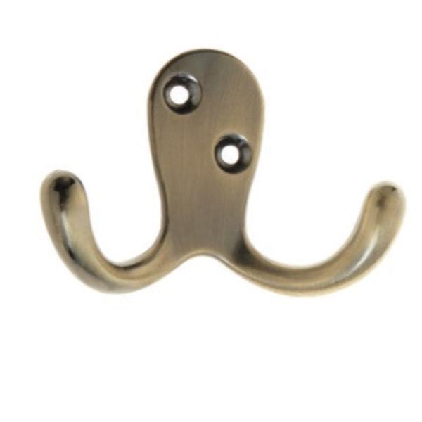 Basic Double Robe Hook - Antique Brass