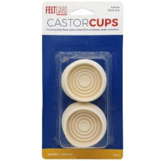 Castor Cups - Rubber 44mm Almond PK4