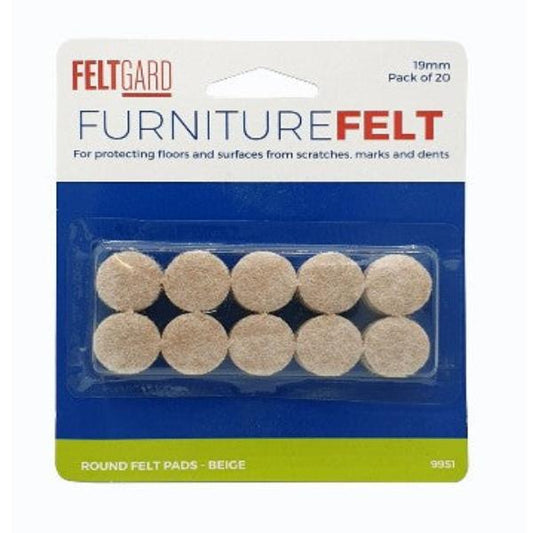 Felt Gard Pads - Round 19mm (3/4") PK20