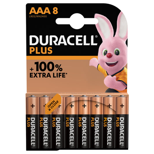 Duracell Plus AAA LR03 Batteries | 8 Pack