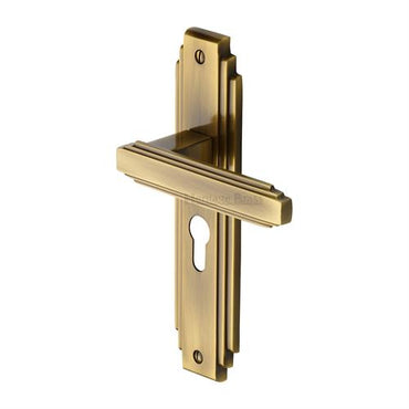 M.Marcus Astoria Door Handle on Plate (Euro Profile)