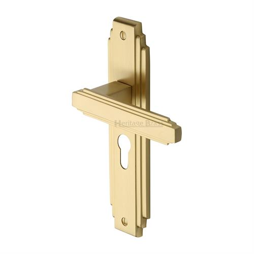 M.Marcus Astoria Door Handle on Plate (Euro Profile)