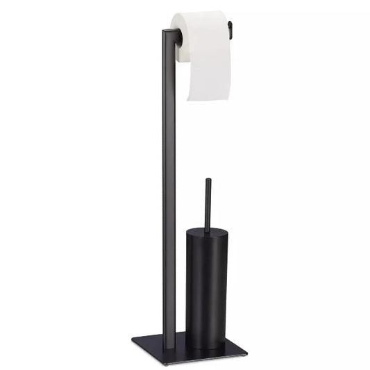 Bluecanyon Black Toilet Paper Stand Roll Holder & Brush