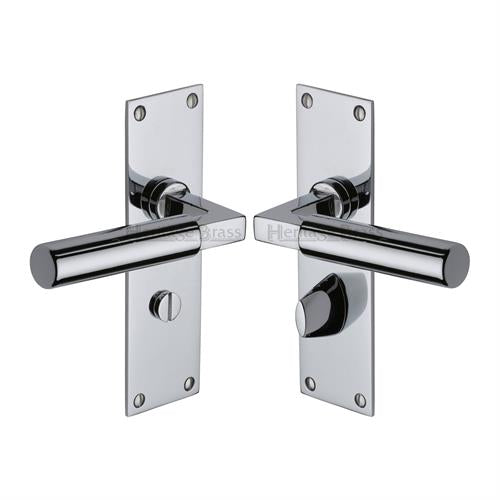 Bauhaus Door Handle on Plate (Bathroom Set)
