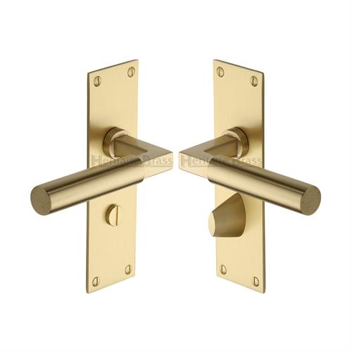 Bauhaus Door Handle on Plate (Bathroom Set)