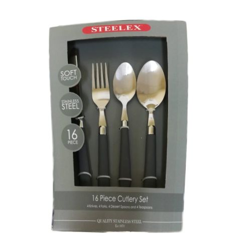 Steelex 16 Piece Cutlery Set Soft Touch - Grey | C3016G