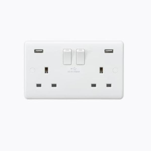 13A 2G SP Switched Socket with Dual USB A+A (5V DC 3.1A shared)