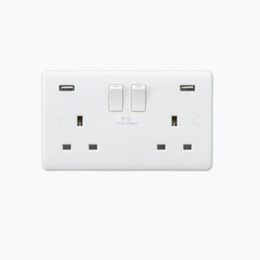13A 2G SP Switched Socket with Dual USB A+A (5V DC 3.1A shared)
