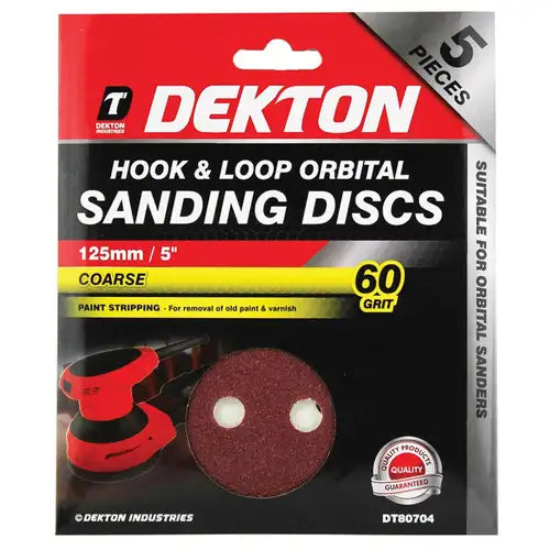 5PC HOOK AND LOOP ORBITAL SANDING DISC, DT80704