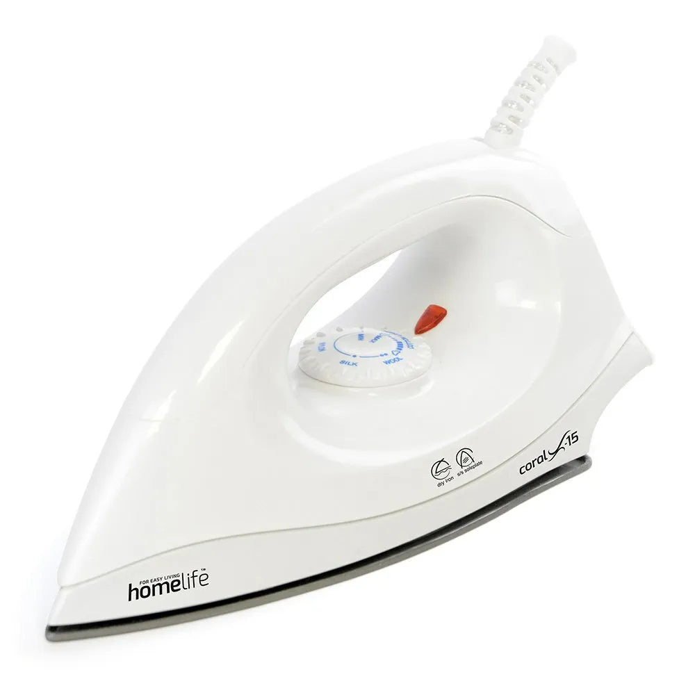 HomeLife ''Coral X-15'' 1200w Dry Iron - Non-Stick Soleplate - White E7051