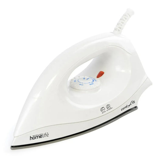 HomeLife ''Coral X-15'' 1200w Dry Iron - Non-Stick Soleplate - White E7051