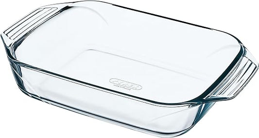 Pyrex Optimum Glass Rectangular Roaster High Resistance Easy Grip 35x23 Cm, 2.9L