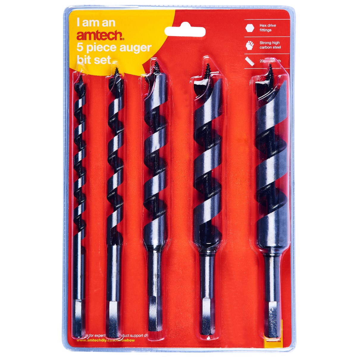 5pc auger bit set (10, 13, 19, 22, 25mm)