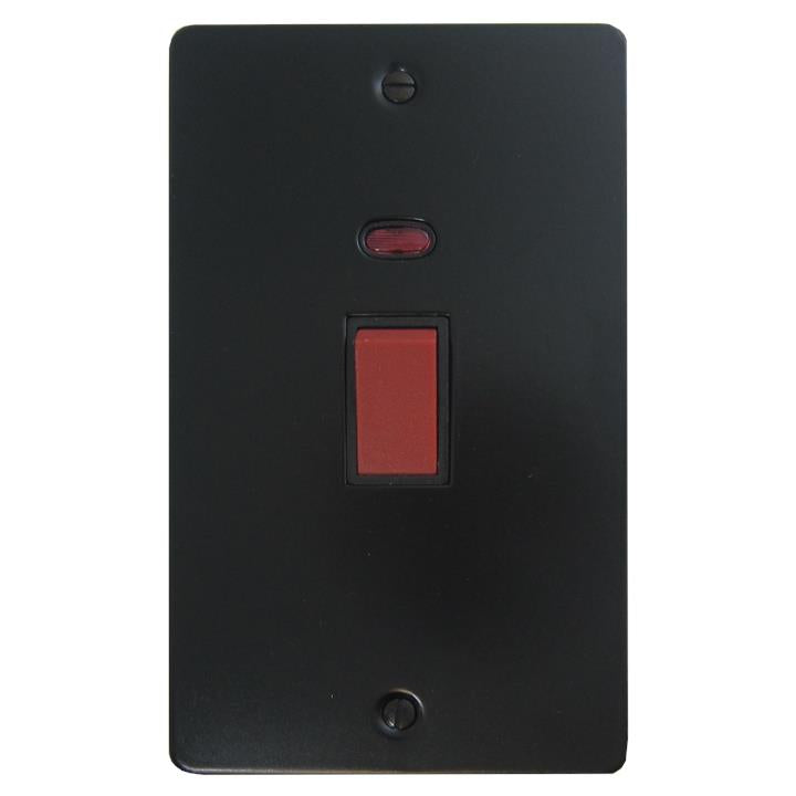 Flat Black Cooker Switch (45 Amp/Double Plate) - G+H FFB28B