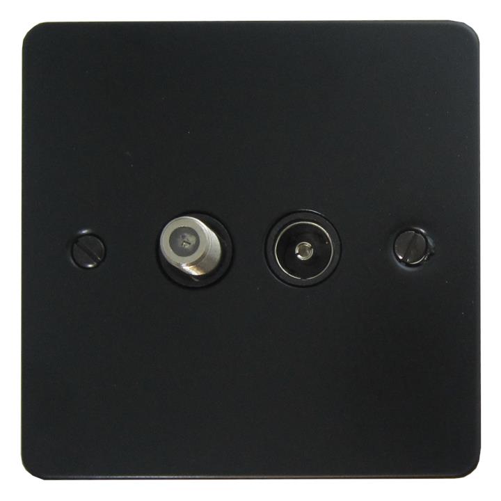Flat Black TV/Satellite Socket - G+H FFB38B