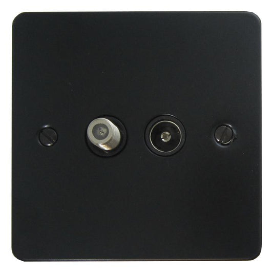 Flat Black TV/Satellite Socket - G+H FFB38B