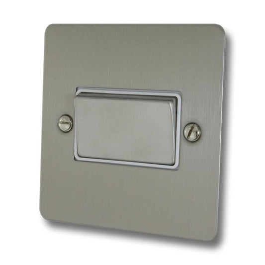 Flat Brushed Steel Fan Isolator Switch (White Insert/Satin Chrome Switch) - G+H FSS269