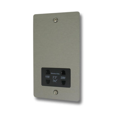 Flat Brushed Steel Shaver Socket (White Insert) - G+H FSS30W