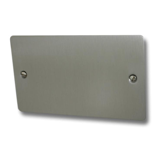 Flat Brushed Steel Double Blank Plate - G+H FSS32