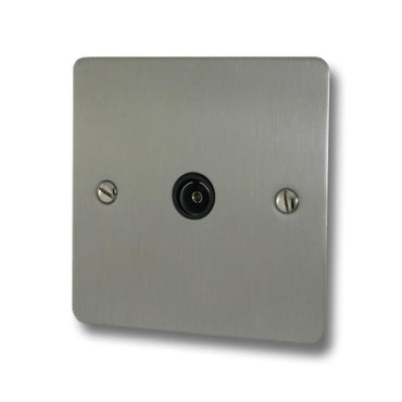 Flat Brushed Steel TV Socket (White Insert) - G+H FSS35W