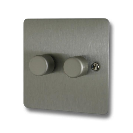 Flat Brushed Steel LED Dimmer (2 Gang) - G+H FSS522