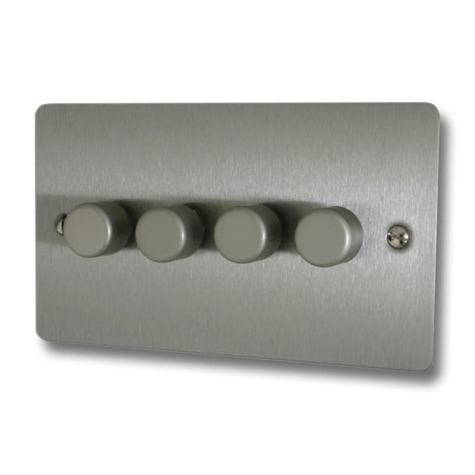 Flat Brushed Steel LED Dimmer (4 Gang) - G+H FSS524