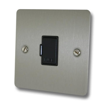 Flat Brushed Steel Unswitched Fused Spur (White Insert) - G+H FSS90W