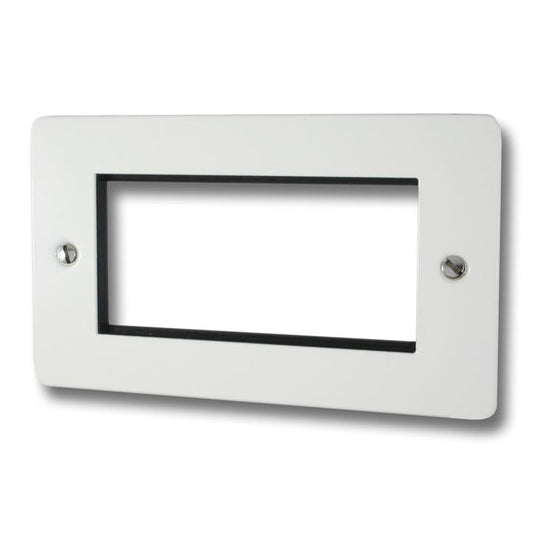 Flat White 4 Modules Plate (Plate Only/White Surround/2G Plate) - G+H FW164