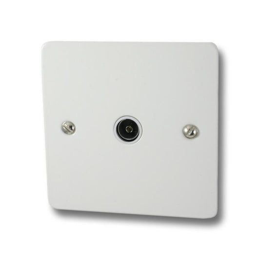 Flat White TV Socket (1 Gang/White Insert) - G+H FW35W