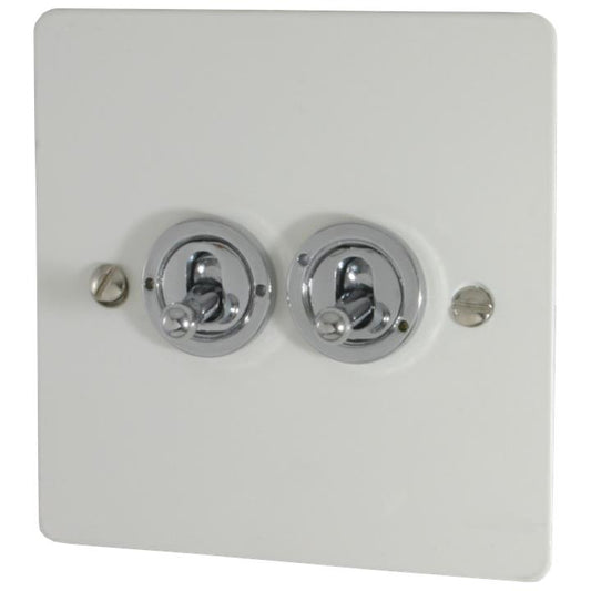 Flat White Toggle Switch (2 Gang) - G+H FW382