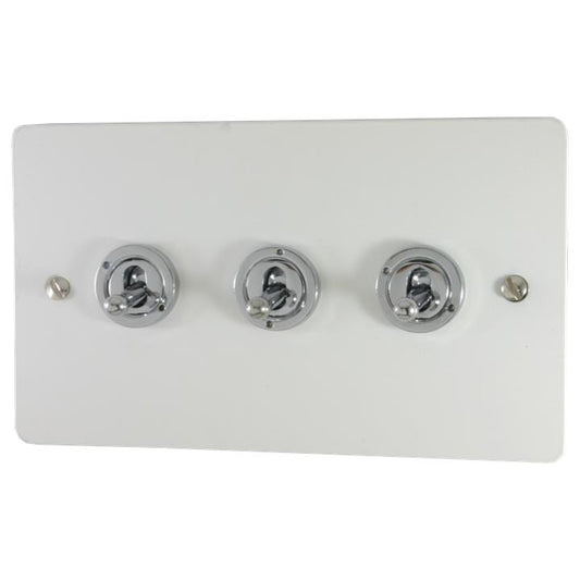 Flat White Toggle Switch (3 Gang) - G+H FW383