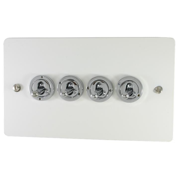 Flat White Toggle Switch (4 Gang) - G+H FW384