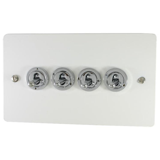 Flat White Toggle Switch (4 Gang) - G+H FW384