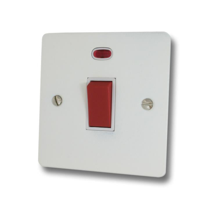 Flat White Cooker Switch (45 Amp/Single Plate) - G+H FW46W