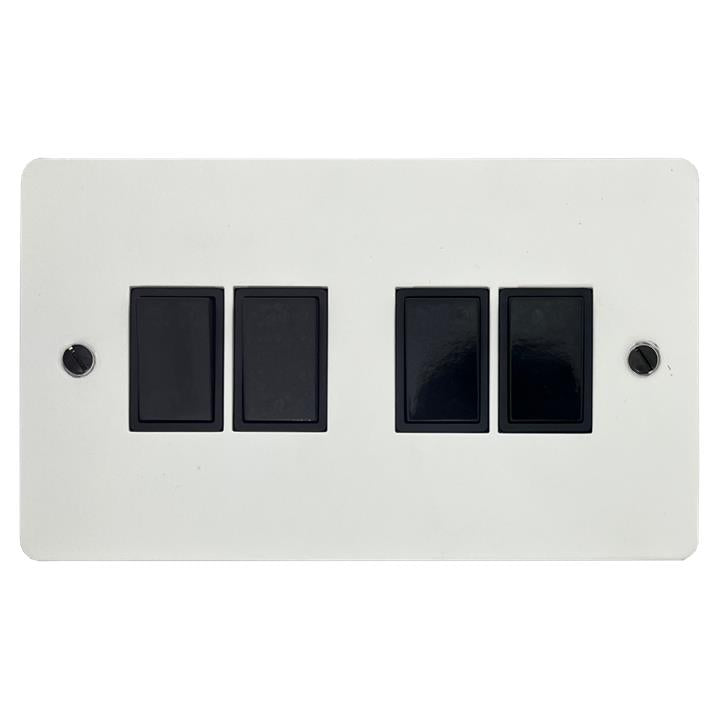 Flat White Light Switch (4 Gang) - G+H FW4W