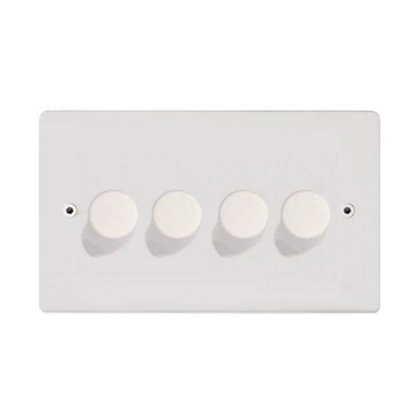 Flat White LED Dimmer (4 Gang/White Caps) - G+H FW524W