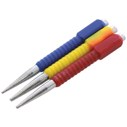 3pc colour coded nail punch set