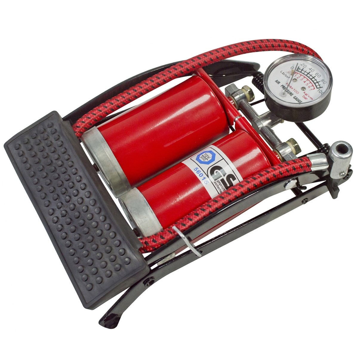 double cylinder footpump with gauge