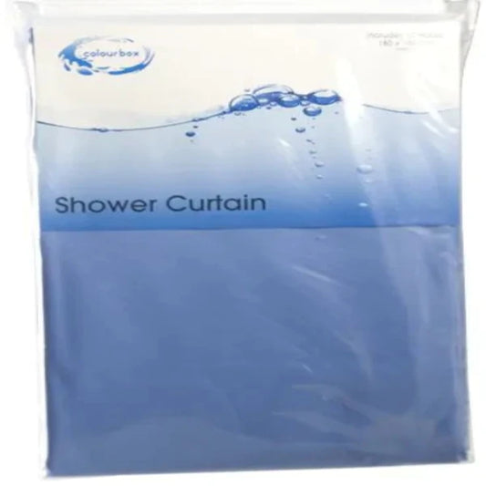 Colour Box Blue Shower Curtain 180Cm X 180Cm With 12 Curtain Rings