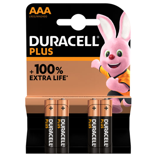 Duracell Plus AAA LR03 Batteries | 4 Pack