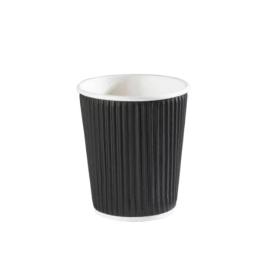 8oz Black Ripple Takeaway Cups