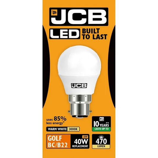 JCB LED Daylight BC B22 Bayonet Cap Golf Ball Mini Globe Lamp 6500K Light Bulb 40W Equivalent