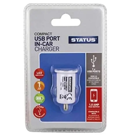 Status 1 x USB Port In Car Charger