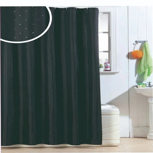 Bluecanon Diamante Polyester Shower Curtain - Black