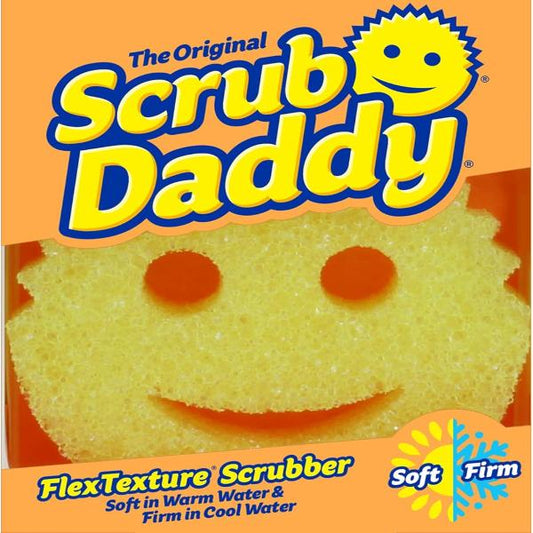 Scrub Daddy Original Dish Sponge, Smiley Face Sponges for Cleaning & Washing Up -Kitchen Non Scratch Scourers with FlexTexture Firm & Soft Scrubbing, Dishwashing Scrubber - Yellow