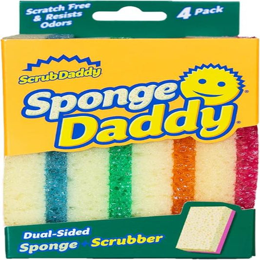Scrub Daddy SPDDY4 Scratch Free Dual-Sided 4 Scrubbing Sponges, Assorted SPMVP