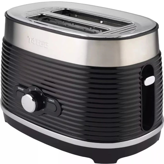 T4Tec Black & Stainless Steel Toaster 2 Slice