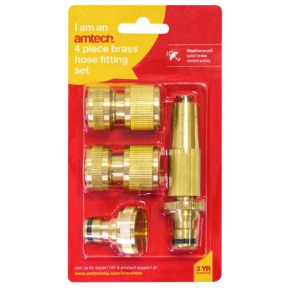 4pc brass hose fitting set