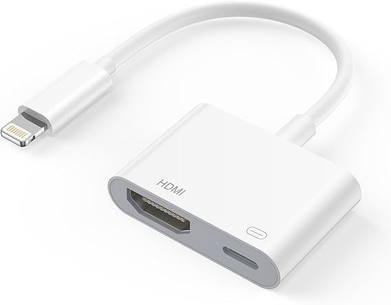 Lightning to HDMI Adapter iPhone and iPad HDMI Adapter Lightning Digital AV Adapter HDMI Cable Converter 1080P Video & Audio Sync Screen for iPhone, iPad, iPod Support All iOS