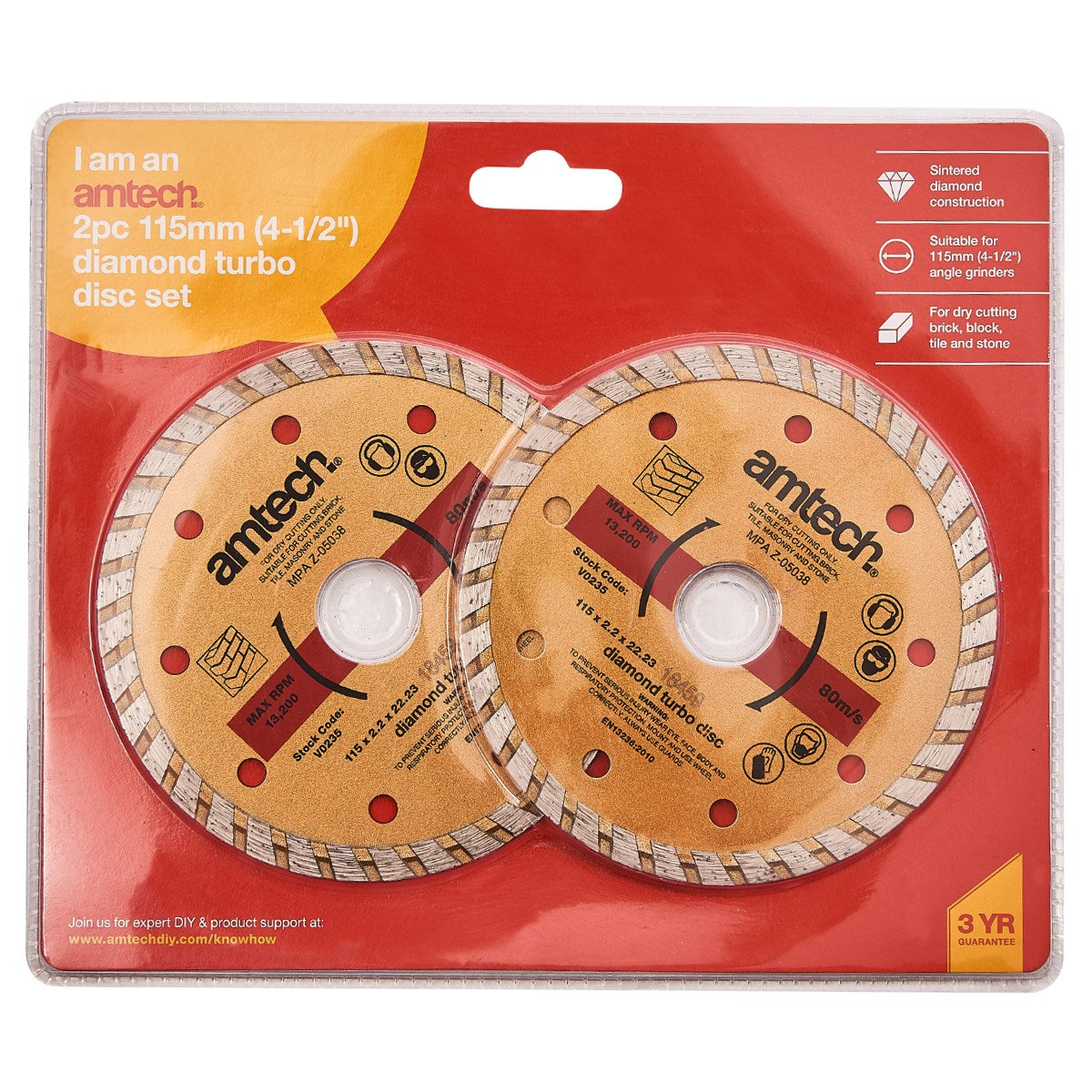 2pc 115mm (4-1/2″) diamond turbo disc set